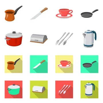 Isolated object of kitchen and cook symbol. Set of kitchen and appliance stock Stock Illustration