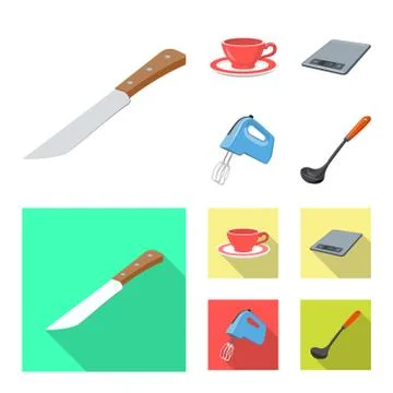 Isolated object of kitchen and cook symbol. Collection of kitchen and appliance Stock Illustration