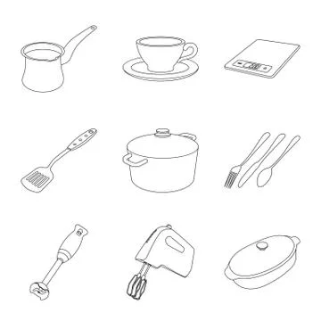 Isolated object of kitchen and cook sign. Collection of kitchen and appliance Stock Illustration