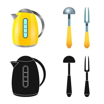 Isolated object of kitchen and cook symbol. Collection of kitchen and appliance Stock Illustration