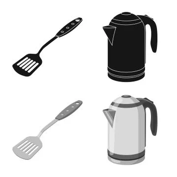 Isolated object of kitchen and cook symbol. Set of kitchen and appliance stock Illustrazione stock