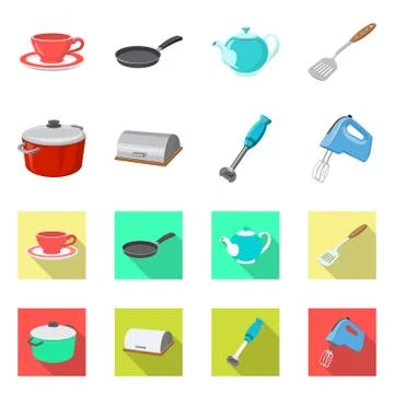 Isolated object of kitchen and cook symbol. Collection of kitchen and appliance Stock Illustration