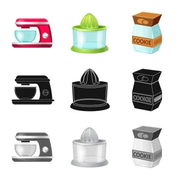 Isolated object of kitchen and cook logo. Collection of kitchen and appliance Stock Illustration