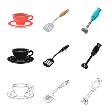 Isolated object of kitchen and cook icon. Collection of kitchen and appliance Stock Illustration