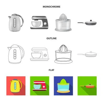 Isolated object of kitchen and cook sign. Set of kitchen and appliance vector Stock Illustration