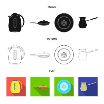 Isolated object of kitchen and cook sign. Set of kitchen and appliance stock Stock Illustration