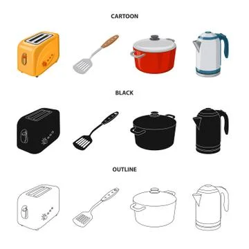 Isolated object of kitchen and cook symbol. Collection of kitchen and appliance Stock Illustration