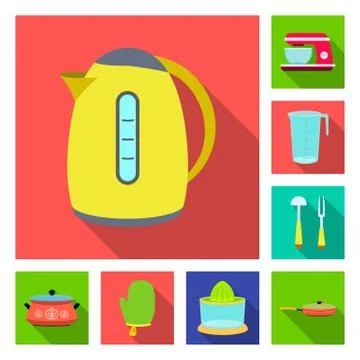 Isolated object of kitchen and cook logo. Set of kitchen and appliance stock Illustrazione stock