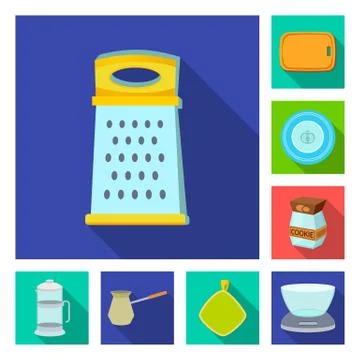 Isolated object of kitchen and cook sign. Collection of kitchen and appliance Illustrazione stock