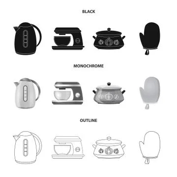 Isolated object of kitchen and cook logo. Collection of kitchen and appliance Stock Illustration
