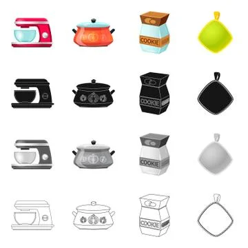 Isolated object of kitchen and cook icon. Set of kitchen and appliance vector Illustrazione stock