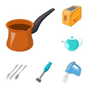 Isolated object of kitchen and cook symbol. Set of kitchen and appliance vector Stock Illustration