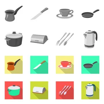 Isolated object of kitchen and cook logo. Collection of kitchen and appliance Illustrazione stock