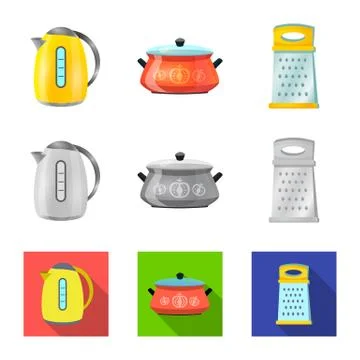 Isolated object of kitchen and cook logo. Set of kitchen and appliance stock Stock Illustration