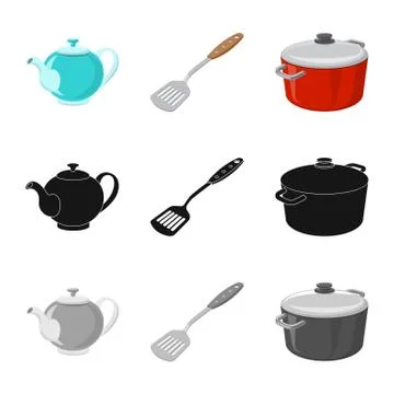 Isolated object of kitchen and cook icon. Set of kitchen and appliance stock Illustrazione stock