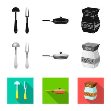 Isolated object of kitchen and cook logo. Set of kitchen and appliance stock Illustration