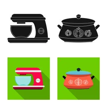 Isolated object of kitchen and cook icon. Set of kitchen and appliance stock Illustrazione stock