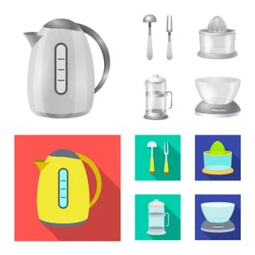 Isolated object of kitchen and cook logo. Set of kitchen and appliance stock Stock Illustration
