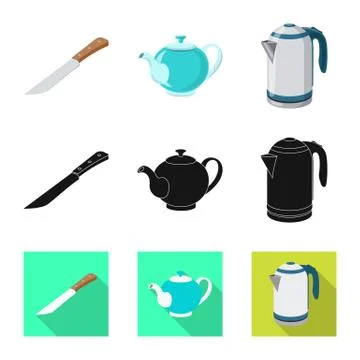 Isolated object of kitchen and cook symbol. Set of kitchen and appliance vector Illustrazione stock