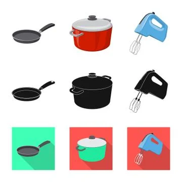 Isolated object of kitchen and cook icon. Set of kitchen and appliance stock Illustrazione stock