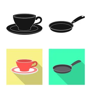 Isolated object of kitchen and cook sign. Set of kitchen and appliance stock Illustrazione stock