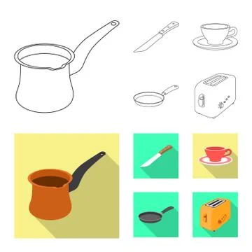 Isolated object of kitchen and cook icon. Set of kitchen and appliance vector Stock Illustration