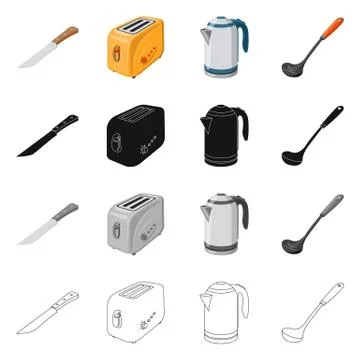 Isolated object of kitchen and cook logo. Set of kitchen and appliance vector Stock Illustration