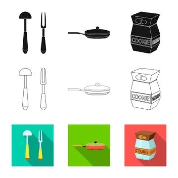 Isolated object of kitchen and cook icon. Set of kitchen and appliance vector Stock Illustration