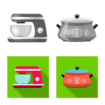 Isolated object of kitchen and cook icon. Collection of kitchen and appliance Stock Illustration