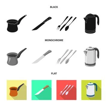 Isolated object of kitchen and cook logo. Collection of kitchen and appliance Illustration