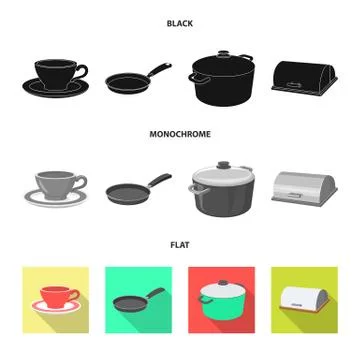 Isolated object of kitchen and cook symbol. Collection of kitchen and appliance Stock Illustration