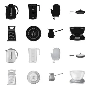 Isolated object of kitchen and cook logo. Collection of kitchen and appliance Illustrazione stock