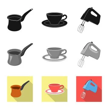 Isolated object of kitchen and cook sign. Collection of kitchen and appliance Stock Illustration