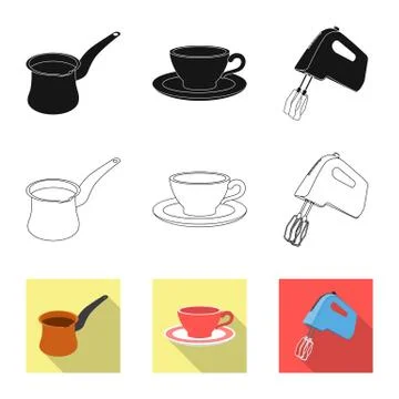 Isolated object of kitchen and cook symbol. Collection of kitchen and appliance Stock Illustration