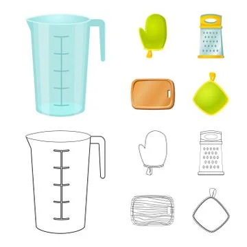 Isolated object of kitchen and cook logo. Collection of kitchen and appliance Stock Illustration