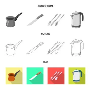 Isolated object of kitchen and cook logo. Set of kitchen and appliance stock Stock Illustration