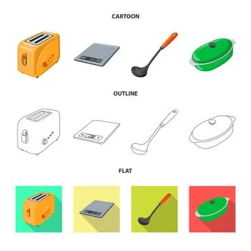 Isolated object of kitchen and cook icon. Set of kitchen and appliance stock Stock Illustration