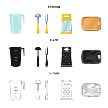 Isolated object of kitchen and cook symbol. Collection of kitchen and appliance Illustrazione stock
