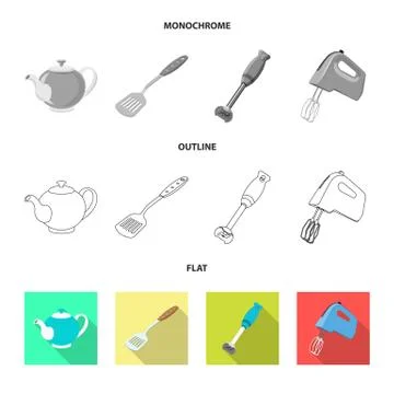 Isolated object of kitchen and cook symbol. Set of kitchen and appliance vector Illustrazione stock