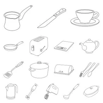 Isolated object of kitchen and cook sign. Set of kitchen and appliance stock Stock Illustration