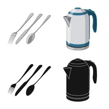 Isolated object of kitchen and cook symbol. Collection of kitchen and appliance Illustrazione stock