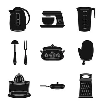 Isolated object of kitchen and cook symbol. Collection of kitchen and appliance Stock Illustration