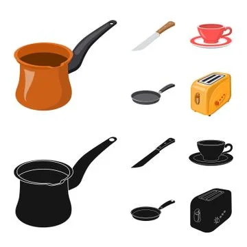Isolated object of kitchen and cook logo. Set of kitchen and appliance stock Stock Illustration