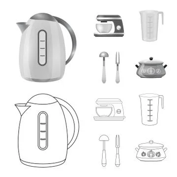 Isolated object of kitchen and cook symbol. Collection of kitchen and appliance Stock Illustration