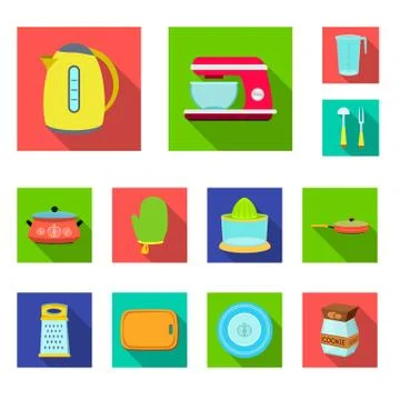 Isolated object of kitchen and cook logo. Set of kitchen and appliance stock Stock Illustration