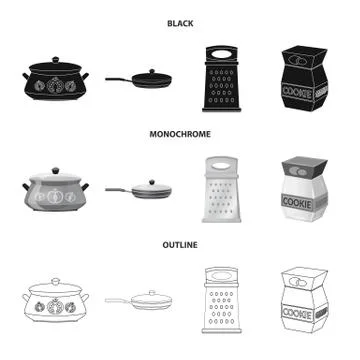 Isolated object of kitchen and cook logo. Collection of kitchen and appliance Stock Illustration