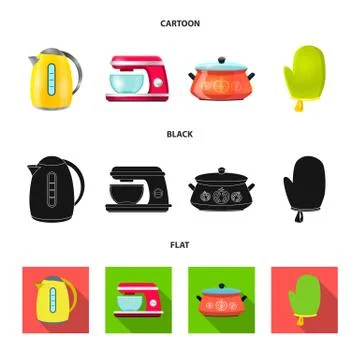 Isolated object of kitchen and cook icon. Collection of kitchen and appliance Illustrazione stock