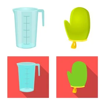 Isolated object of kitchen and cook sign. Set of kitchen and appliance stock Stock Illustration