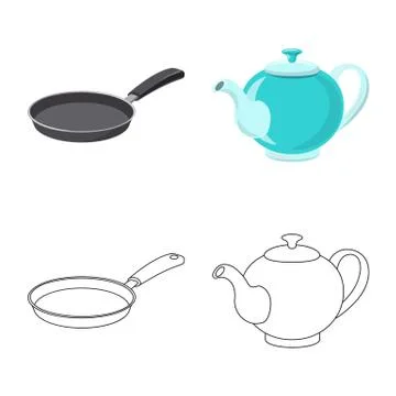 Isolated object of kitchen and cook sign. Set of kitchen and appliance vector Stock Illustration