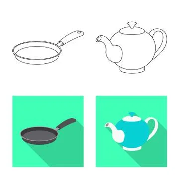 Isolated object of kitchen and cook sign. Collection of kitchen and appliance Stock Illustration